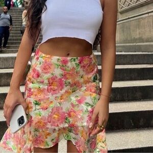 LPA Greta Skirt in Gaia Floral LPA high low asymmetrical flower rose
